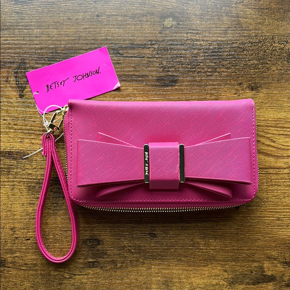 Betsey Johnson Pink Clutch with Bow Accent